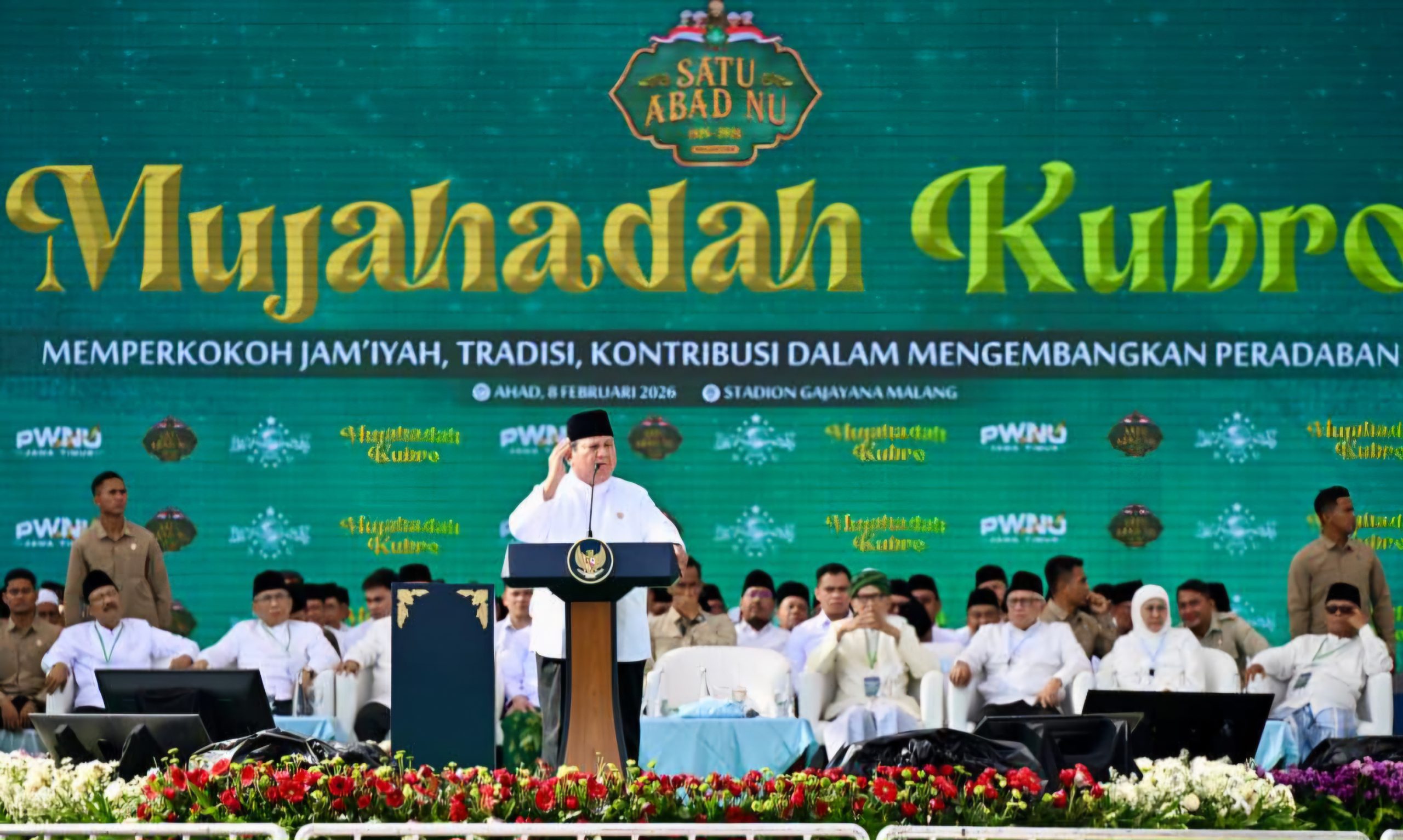 Mujahadah Kubro Satu Abad NU, Prabowo Siap Lawan Korupsi, Komitmen Hilangkan Kemiskinan di Indonesia.