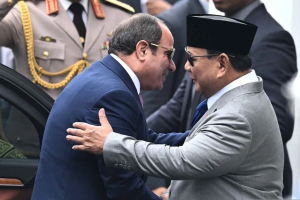 Presiden Prabowo Subianto terima kunjungan Presiden Mesir di Istana Merdeka